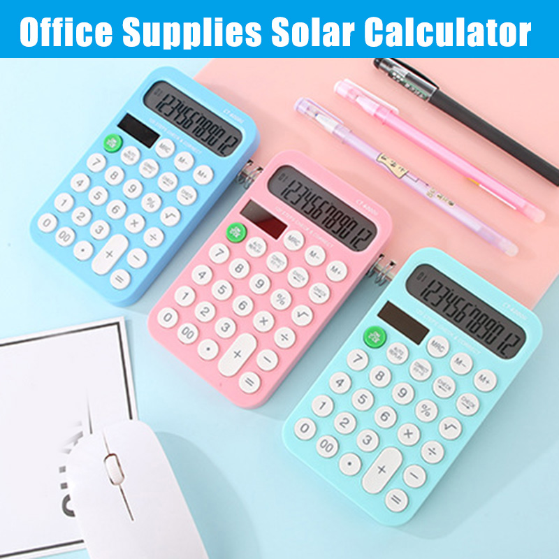 Office Large Screen Solar Calculator 12 Digits Solar Mini Calculator Handheld Office Supplies SP99