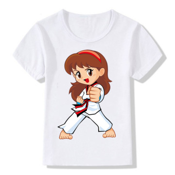 New Cartoon Taekwondo Print Tshirt Kids Girls Summer Tops kids clothes For 1-11Y t shirt for girls boys KT-1973