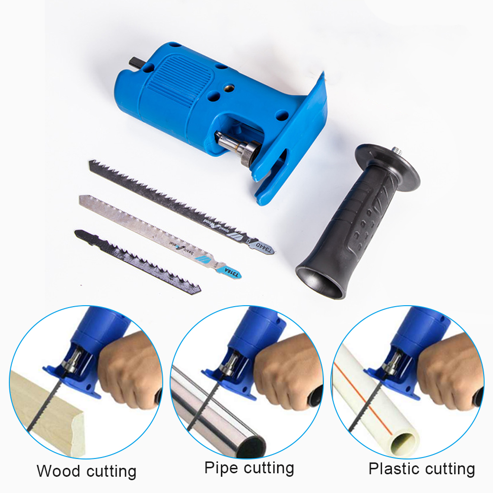 Household Electric Drill Modified Electric Saw withblades Cordless Reciprocating Saw Adapter Wood Metal Cutter Saw Set Hand Tool