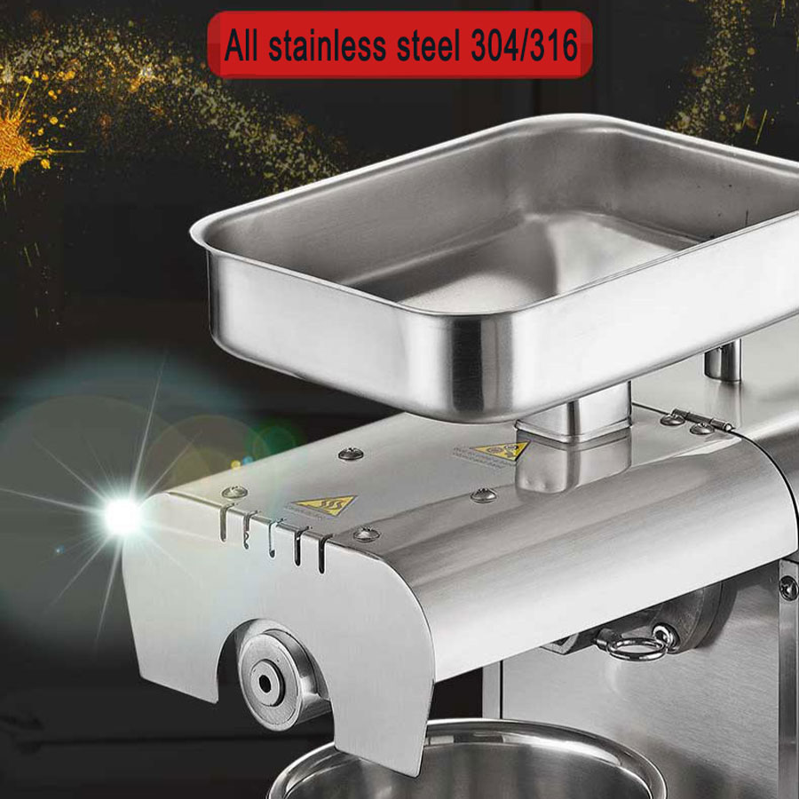 Stainless steel oil presser cold hot oil press machine 110/220v flaxseed oil extractor peanut sunflower seeds almond oil presser