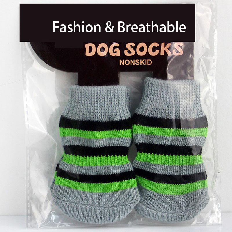 4Pcs Fashion Puppy Dog Shoes Soft Pet Knits Socks Cute Cartoon Anti Slip Skid Socks For Small Dogs Breathable Pet Products