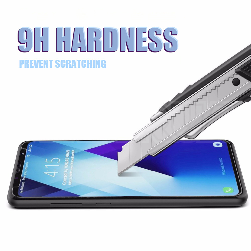 9H Tempered Glass on For Samsung Galaxy A5 A7 A9 J2 J8 2018 A6 A8 J4 J6 Plus 2018 Screen Protector Glass Film Case