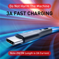 USLION Type C USB Cable For Huawei P30 Pro Fast Charge Phone Charging Wire USB C Data line For Samsung S9 S10 Type C 3A Charger