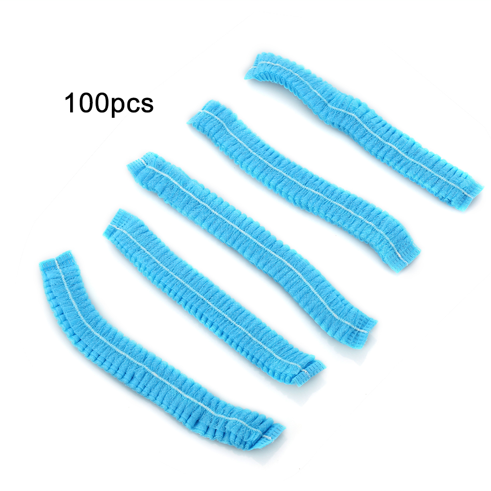 100pcs Disposable Women Men Eyebrow Tattoo Anti Dust Sterile Hat Pleated Elastic Mesh Shape Non-woven Bath Hat Makeup Supplies