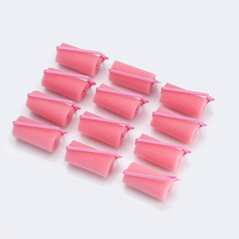 12pcs Pink Soft Sponge Hair Rollers Curler DIY Tools Salon Barber Perm Tools Hair Protection Reduce Mar Hairdressing Tools Sets