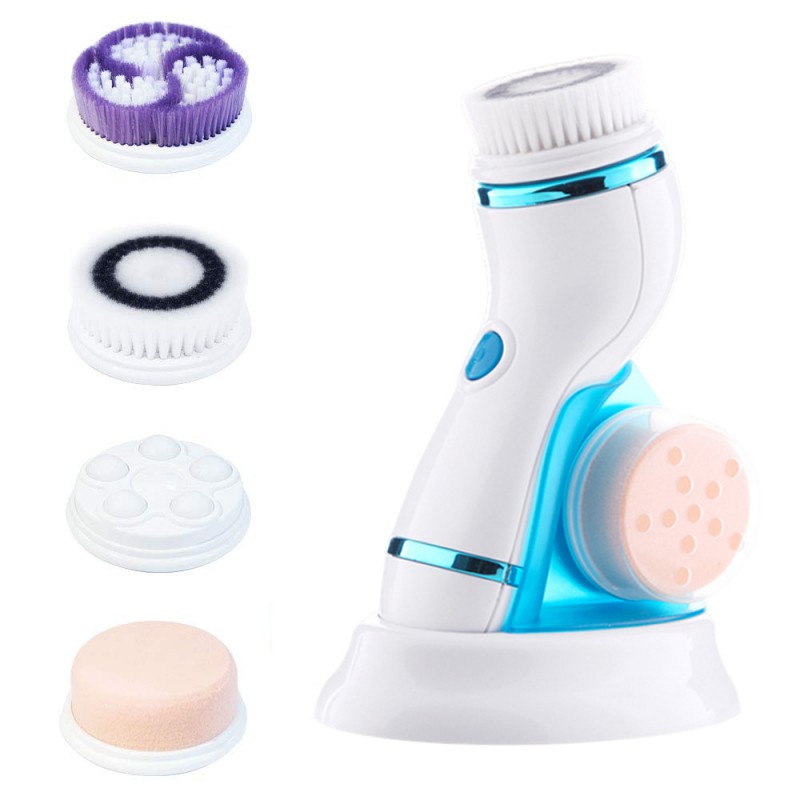 4 In 1 Electric Facial Cleansing Brush Rechargeable Ultrasonic Massager Pore Face Cleansing Device Face Brush Washing