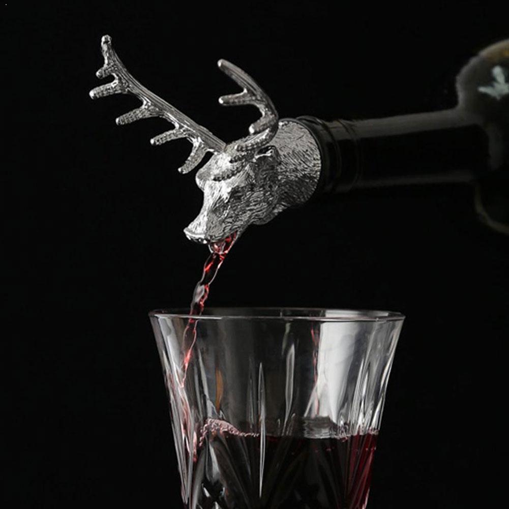 Stainless Steel Creative Deer Stag Head Wine Pourer Bottle with Wine Bar Stoppers Tools Box 4Colors Unique Wine Aerators U7M8