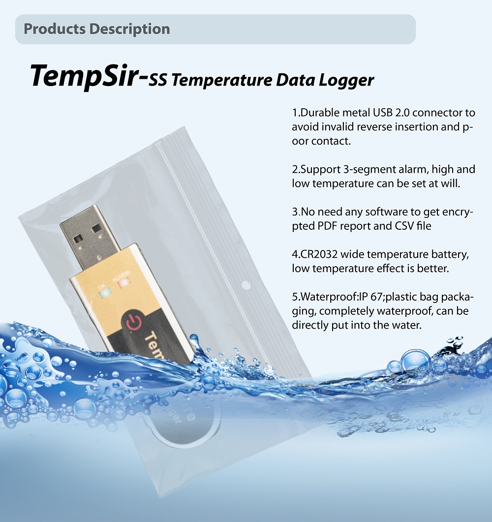 Single Use with Pdf Report Temperature Data Logger 
