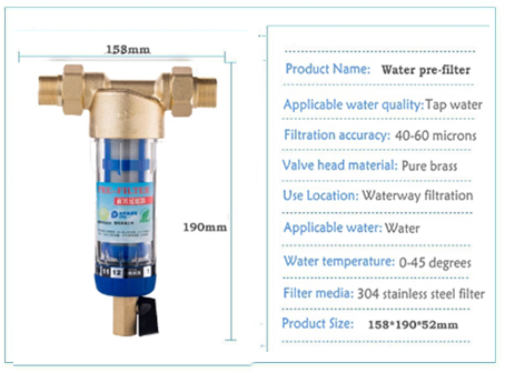 1" to 3/4" or 1/2" union water Purifier Copper Lead Pre-filter Backwash Remove Rust Contaminant Sediment Pipe Stainless Steel