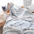 Japan Towel Quilt Summer Cotton Blanket for Bed 5 Layer Gauze Thin Comforter Floral Geometric Bedspread Bedding Bed Cover Queen