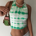 HEYounGIRL Tie Dye Print Sleeveless Women Tanks Top Streetwear Casual Summer Crop Tops Tees Fashion Fitness Skinny Mini Vest