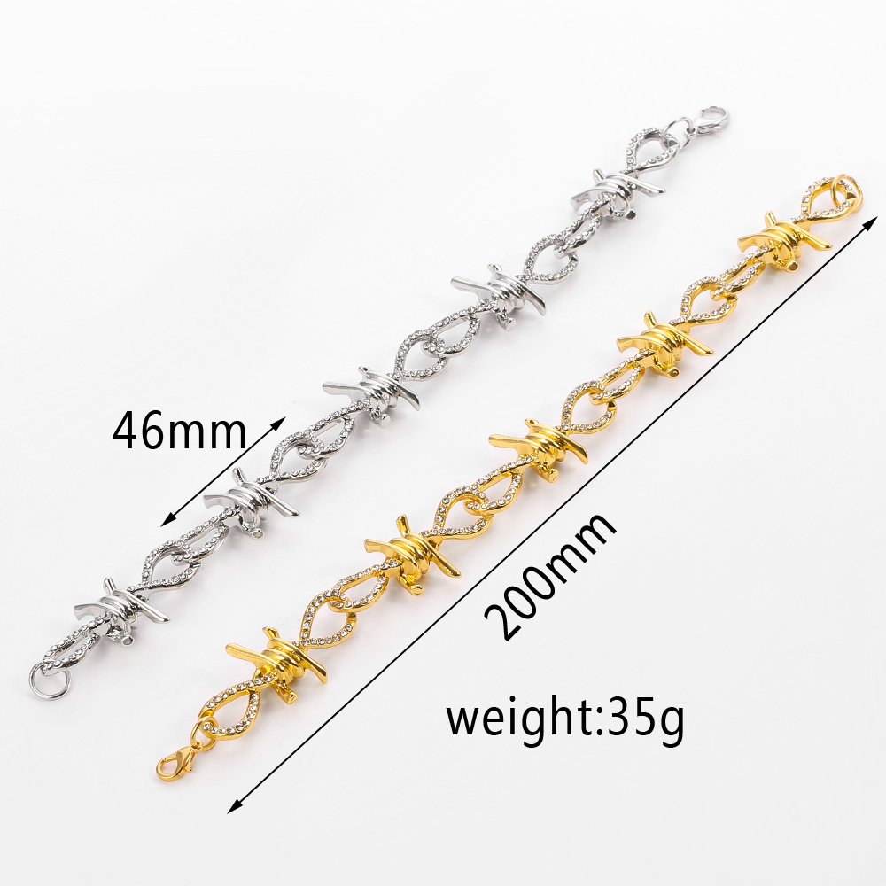 Harajuku CZ Barbed Wire Necklace Thorns Choker Bracelet Streetwear Brambles Pendant Necklace full Crystal rhinestones Jewelry