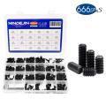 666pcs Set Screw Cup Point Grub Screw M2 M3 M4 M5 M6 M8 Hex Socket Set Screws Hexagon Headless Set Screw Grade 12.9 Carbon Steel