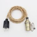 Vintage Light Decoration European Plug Hemp Cord Covered Power Cord With Switch E27 Vintage Lamp Holder Lamp Cords