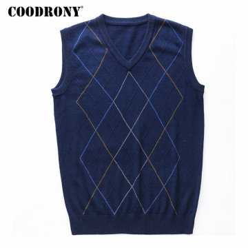 COODRONY Casual Argyle V-Neck Sleeveless Vest Men Clothes 2020 Autumn Winter New Arrival Knitted Cashmere Wool Sweater Vest 8174