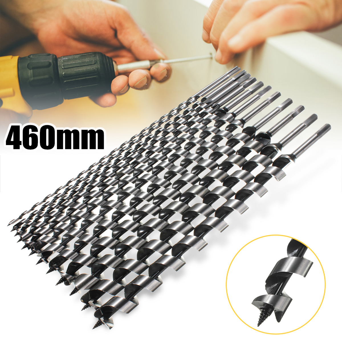 460mm Long 6-28mm Auger Drill Bits Wood Carpenter Masonry Hobby Wood Drills Set for woodworking