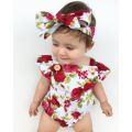 Cute Floral Romper 2pcs Baby Girls Clothes Jumpsuit Romper+Headband 0-24M Age Ifant Toddler Newborn Outfits Set Hot Sale