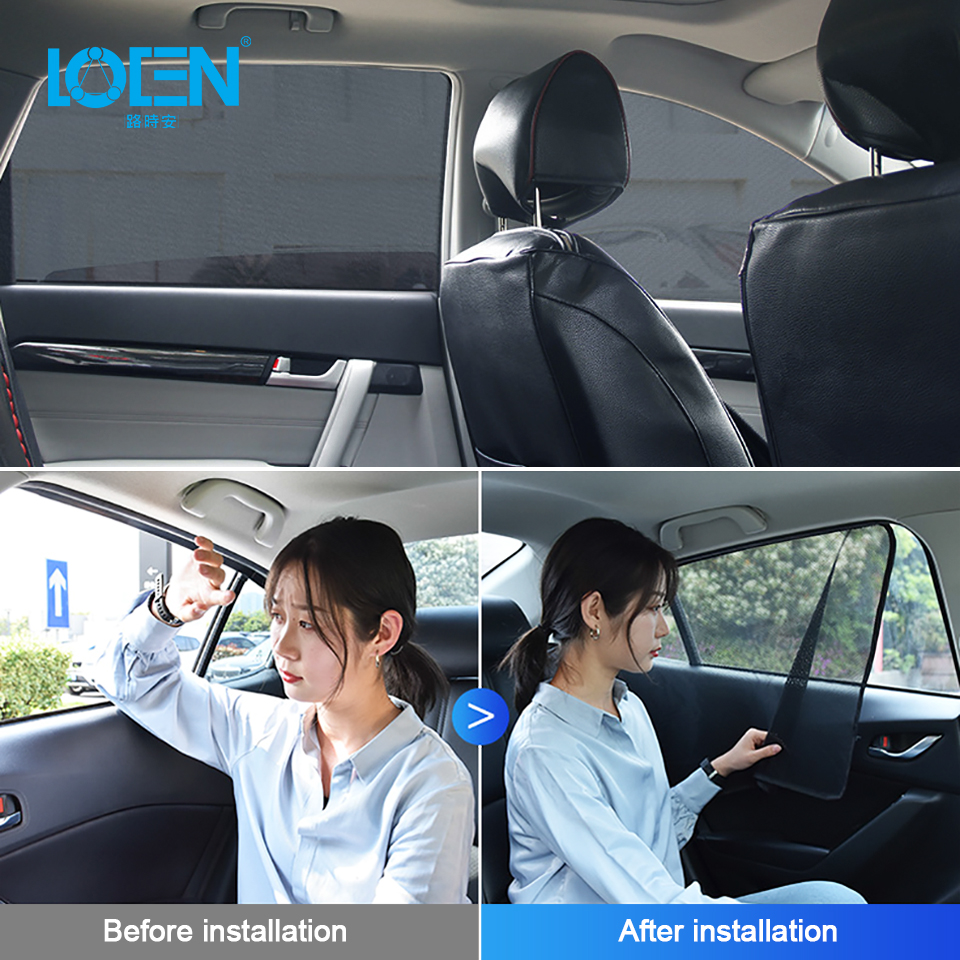 LOEN New Car Sunshade Retractable UV Protection Cover Sun Shield Black For Vehicle Windshield Side Windows for SUV Cars