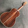 Custom OOO Style 39 Inch 43mm Nut Wide Rosewood Back Side All Abalone Binding Acoustic Electric Guitar with Electronic EQ