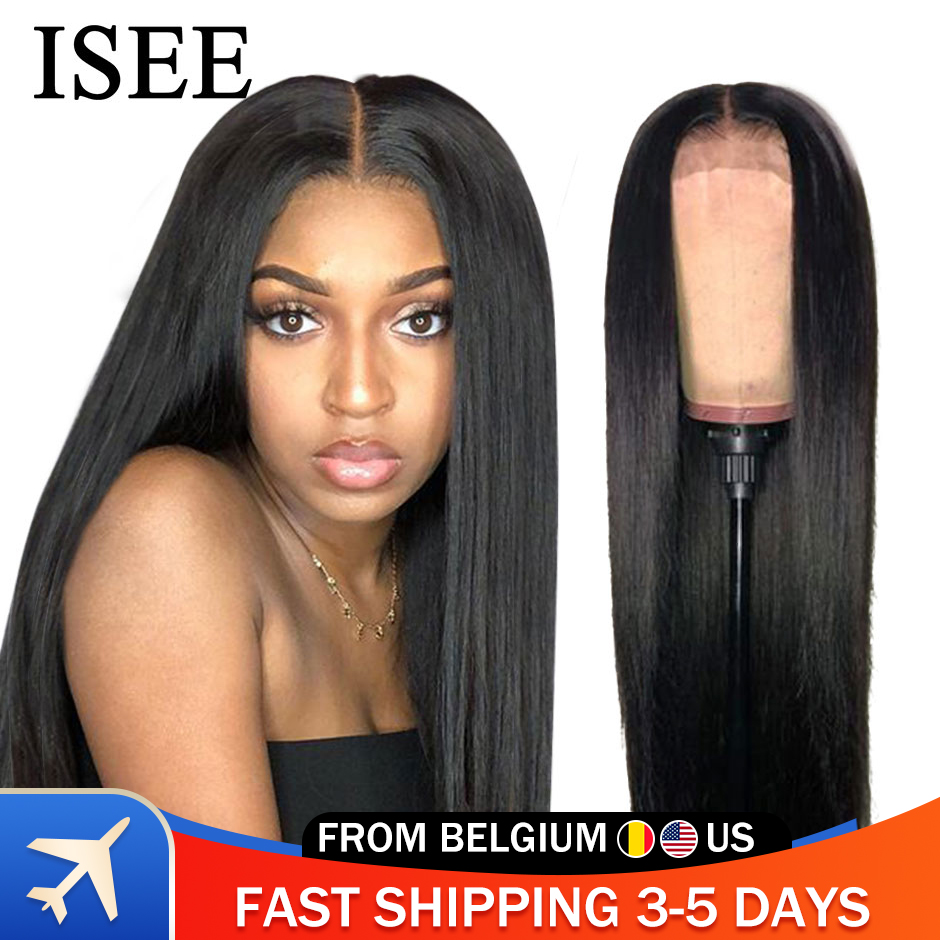 ISEE HAIR Straight Lace Front Human Hair Wigs For Women 13X4 Lace Frontal Wig Malaysian Straight Lace Closure Wig 4X4 Lace Wig