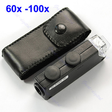 OOTDTY Portable Mini Handheld 60x-100x Pocket Microscope Magnifer Loupe High Quality