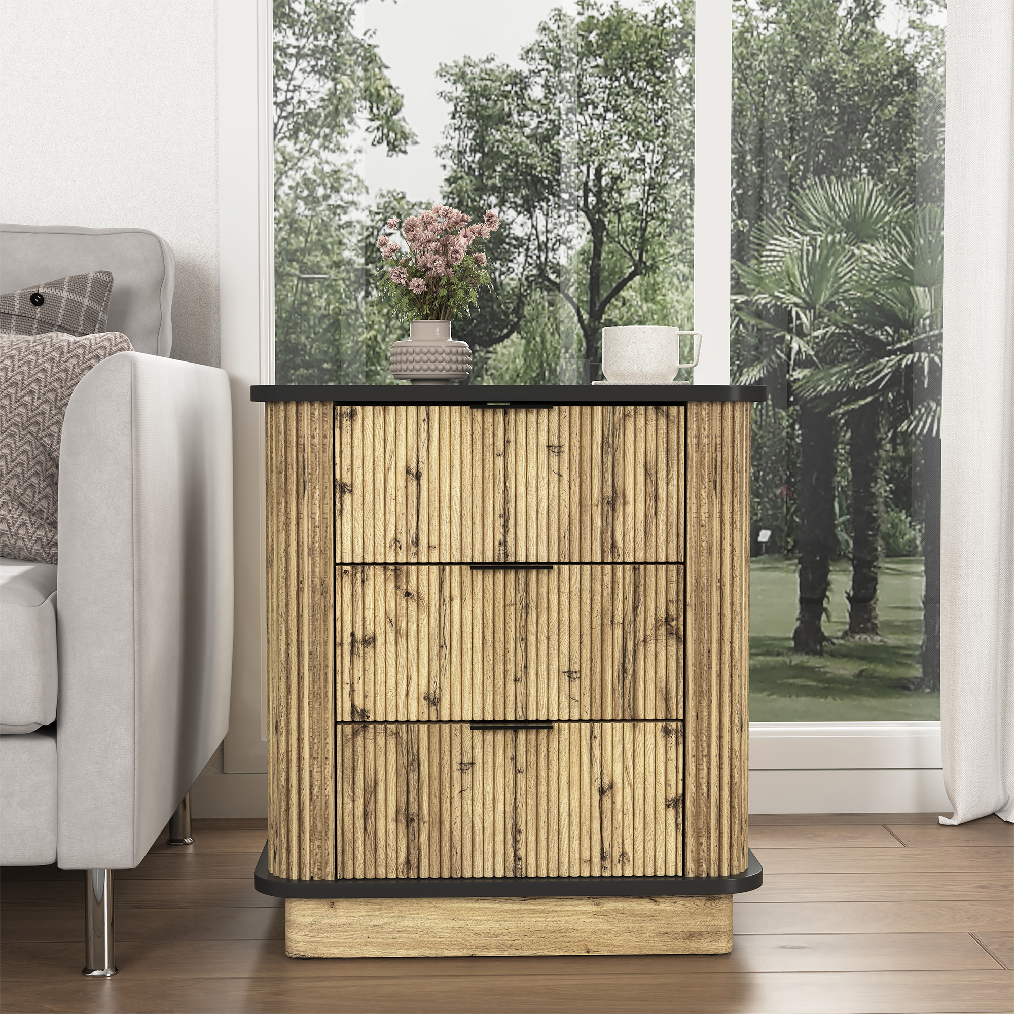 Modern Wood Grain Nightstand