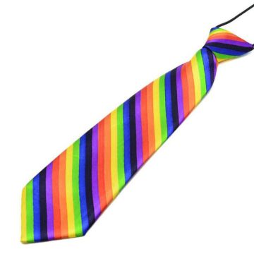 Pre-Tied Elastic Necktie Rainbow Stripes Leopard Apples Print Boys Kids Imitation Silk Ties Stage Performance Party Costume 270D