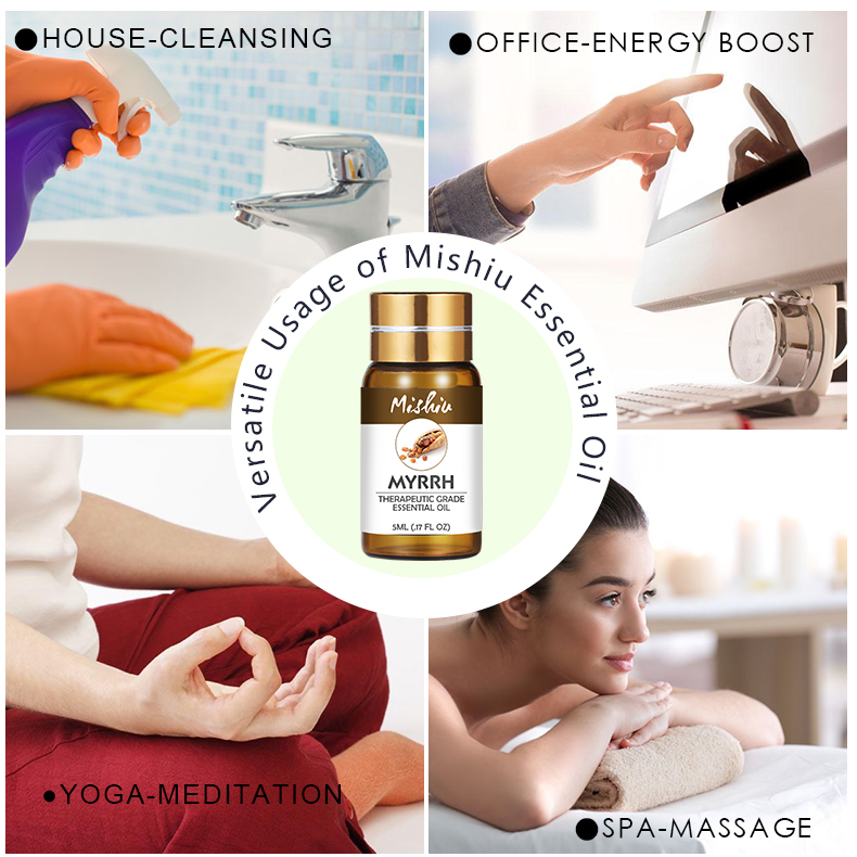 Mishiu Myrrh Essential Oil Humidifier Aroma Oil Body Massage Oil Freshening Aromatherapy Massage Oils Skin Care 5ML