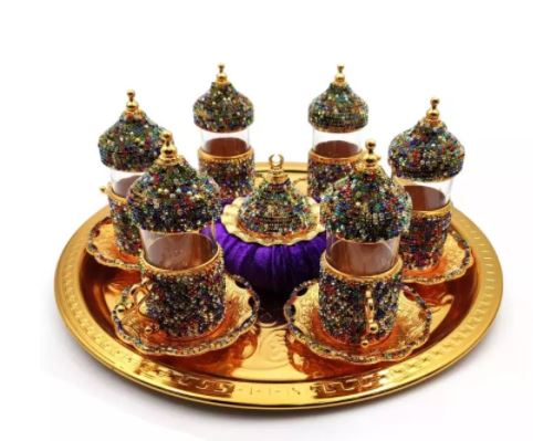 Copper Turkish coffee sets, tea cup set Espresso coffee cup set of arabic Anatolian set 2 - (10) Ottoman tea set made in turkey