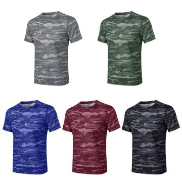 Men's Sport Loose T-shirt Outdoor Training Gym Running Camouflage Quick-drying Breathable Short-sleeved Top Shirt