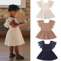 New Arrivels Children Kids Lace Dress Baby Girls Party Dress Sleeveless Solid Dress Clothes