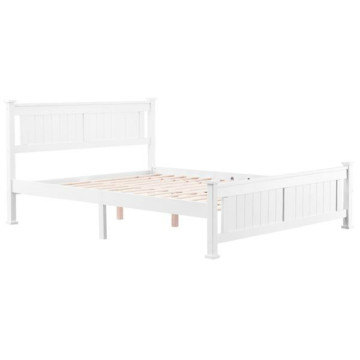 PWB-005 Bed Frame Cap Vertical Bed Wood Bed Frame White Bed Full Easy to Assemble Stylish and Modern Bedroom Furniture [US-W]