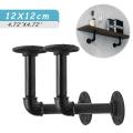 2Pcs Retro Black Iron Industrial Pipe Shelf Bracket Mounting Storage Bracket Holders Racks DIY Home Decor Support Fram Hardware