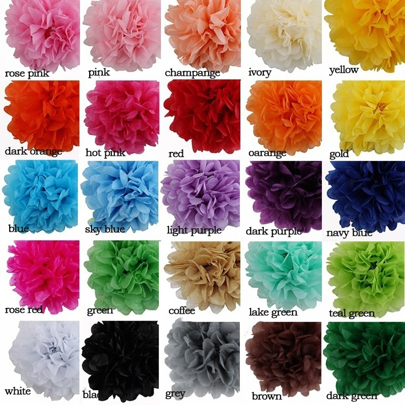 5pcs Tissue Paper Pompoms Flower For Wedding Decoration Navidad Baby Shower Birthday Party Backdrop Decoration Paper Supplies