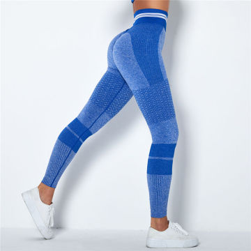 High Waist Yoga Leggings Energy Seamless Sports Pants Striped Knitted Gym Leggings Quick Drying Running Pants Breathable Leggins