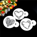 3pcs/set 9.5*8.5cm heart styleTemplate Strew Flowers Barista Tools Kitchen Accessories Plastic Cappuccino Coffee Stencils