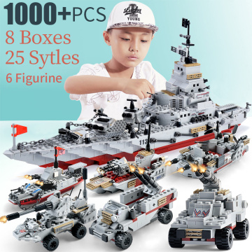 1000pcs ABS plastic model warships bricks navy ship army seals boat INGlys warship