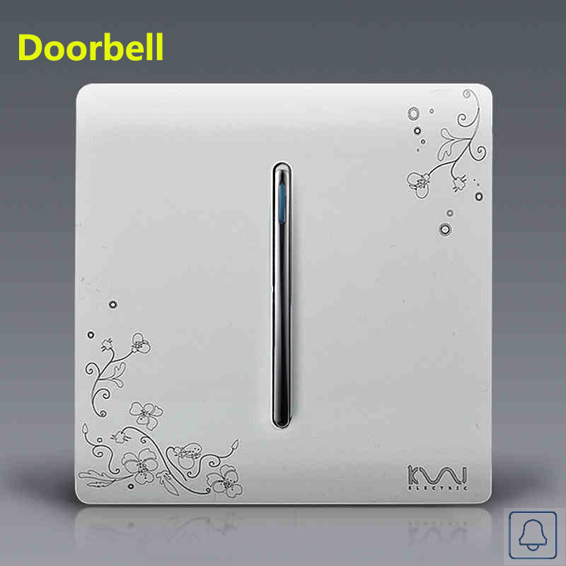 COSWALL 1 Gang Doorbell Push Button Wall Switch Reset Momentary Contact Switch Ivory White Brief Art Weave AC 110~250V