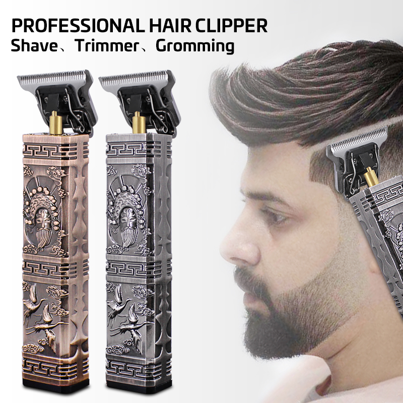 Chinese style barbershop Cordless close-cutting Digital Hair Trimmer Rechargeable Hair Clipper 0mm t-blad baldheade outliner