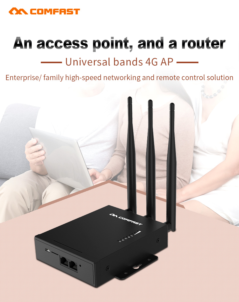 Comfast CF-E7 Outdoor 2.4G LTE Wireless AP Wifi Router plug and play 4G SIM card Waterproof Wireless Router 3*5dBi antenna AP