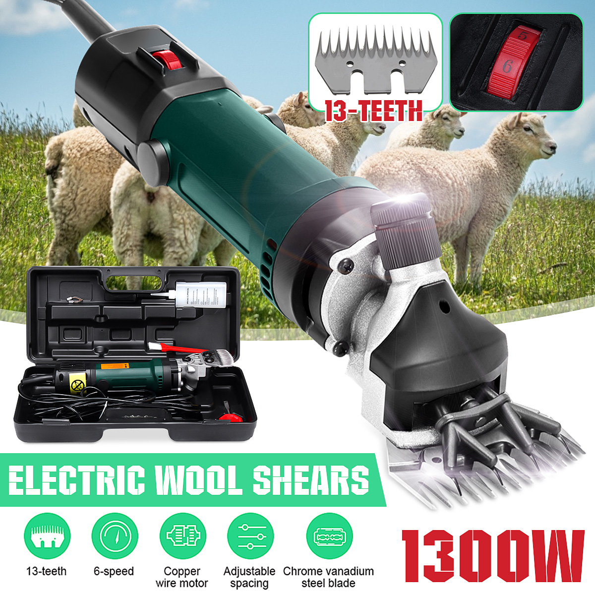 1200W 220V EU Plug 6 Gears Speed Electric Sheep Goat Shearing Machine Clipper Farm Shears Cutter Wool scissor Cut Machine