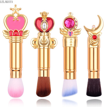 Anime Sailor Moon Magic Wand Brush Cardcaptor Sakura Action Figure Portable Eye Shadow Makeup Brushes Set Blending Cosmetic Tool