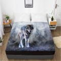 3D HD Digital Printing Custom Bed Sheet With Elastic,Fitted Sheet Twin King,Animal Smoke Wolf Bedding Mattress Cover 160x200CM