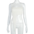 BOOFEENAA Cute Sexy Asymmetric White Crop Tops for Women Clubwear Resort Rib Knit Halter Backless Cami Tank Top C85-AD10