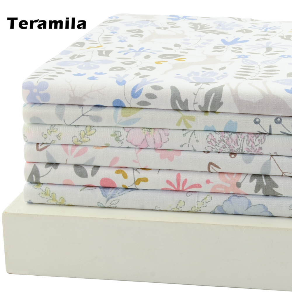 Teramila Soft Cloth 100% Cotton Fabric Flowers Design 6PCS/set Sewing DIY For Needlework Telas Patchwork Algodon Quilting Tissue