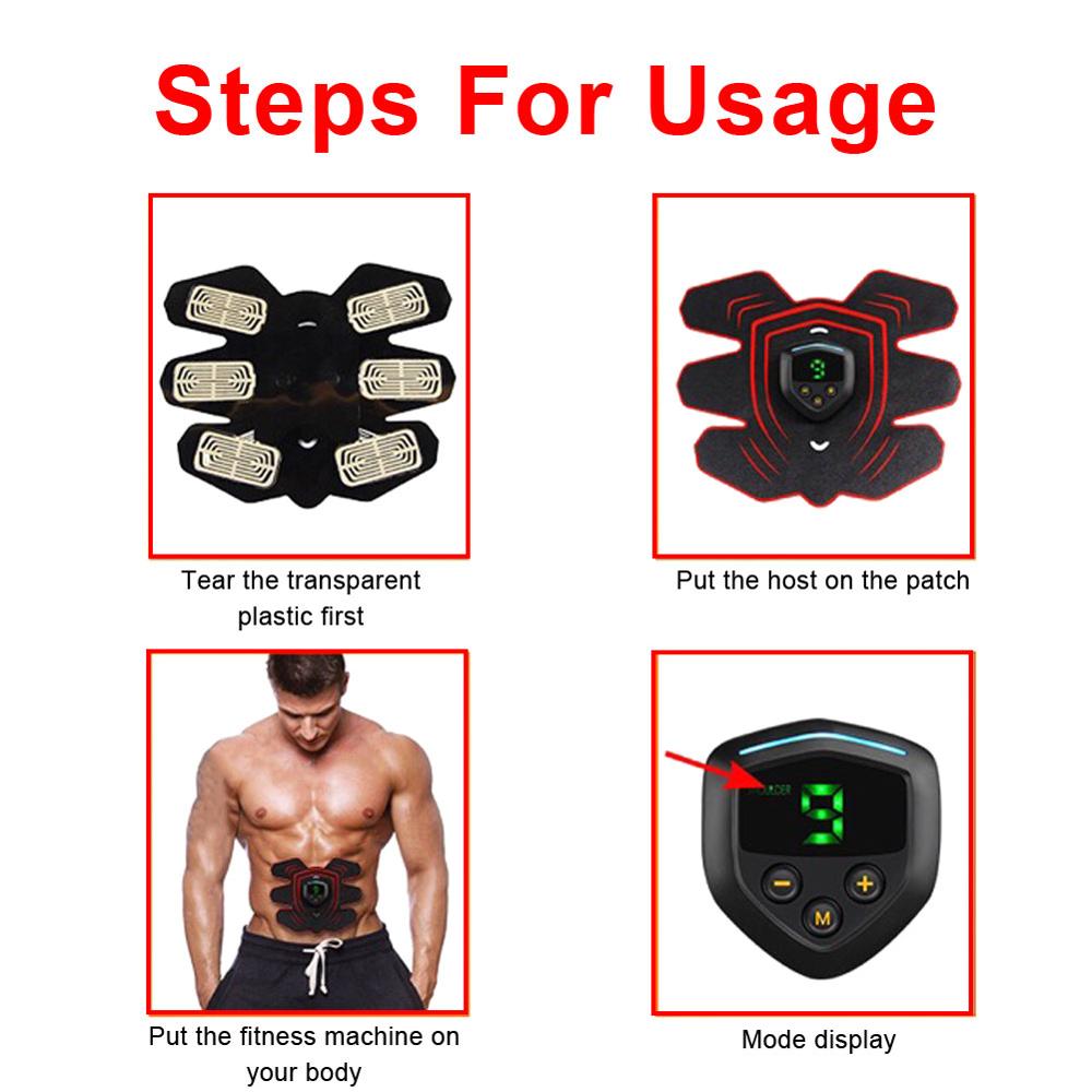 EMS Muscle Electro Stimulator AB Abdominal Muscle Toner Belt ABS Muscle Trainer With LCD Display USB Rechargeable Fitness Gear
