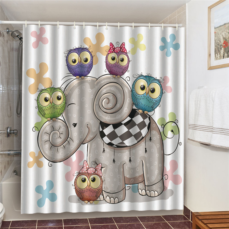 Waterproof Fabric Bathroom Set With Shower Curtains Unicorn Horse Wolf Elephant Bath Decor 3D Blackout Screen douche gordijn