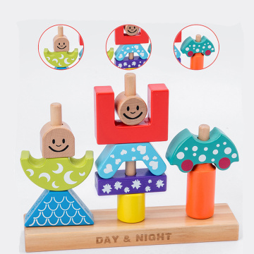 Baby Educational Wooden Toy Sun & Moon Day & Night Pillar Blocks Early Learning Kids Birthday Christmas Gift 2019 Hot Sale