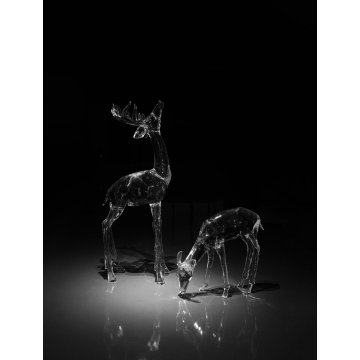 Transparent Looking-Up Deer Crystal Sculpture [Two size]