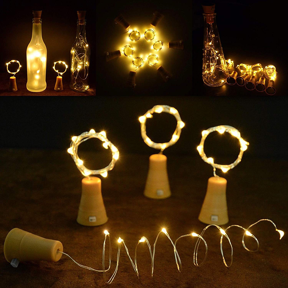 1/6/10Pcs Copper Wire LED Garland Solar Powered Cork Wine Bottle Lights Christmas LED String Light Party Wedding Decoration Lamp